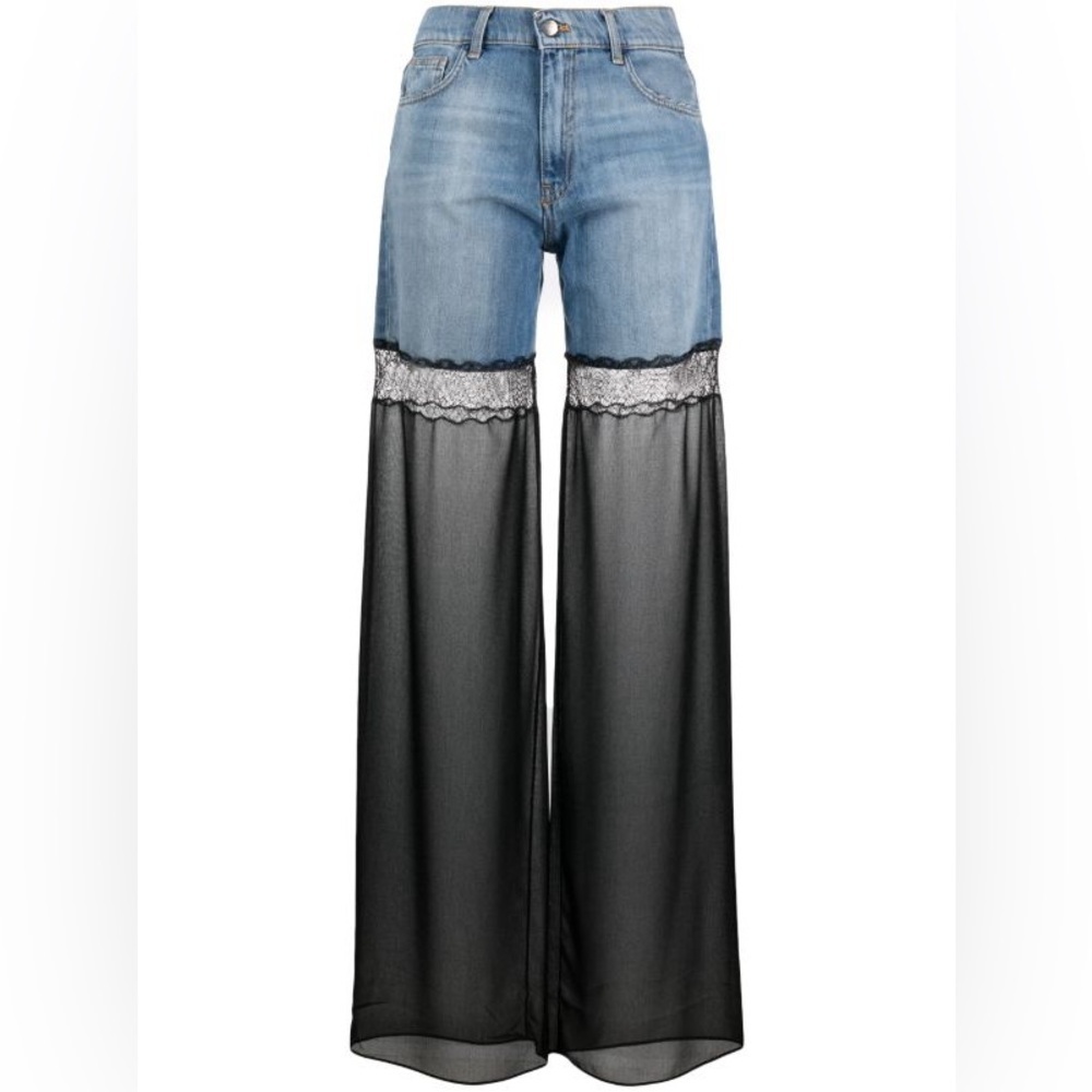 Nensi Dojaka Sheer Lace Jeans Avant Garde Artsy Edgy Royalcore Romantic Denim